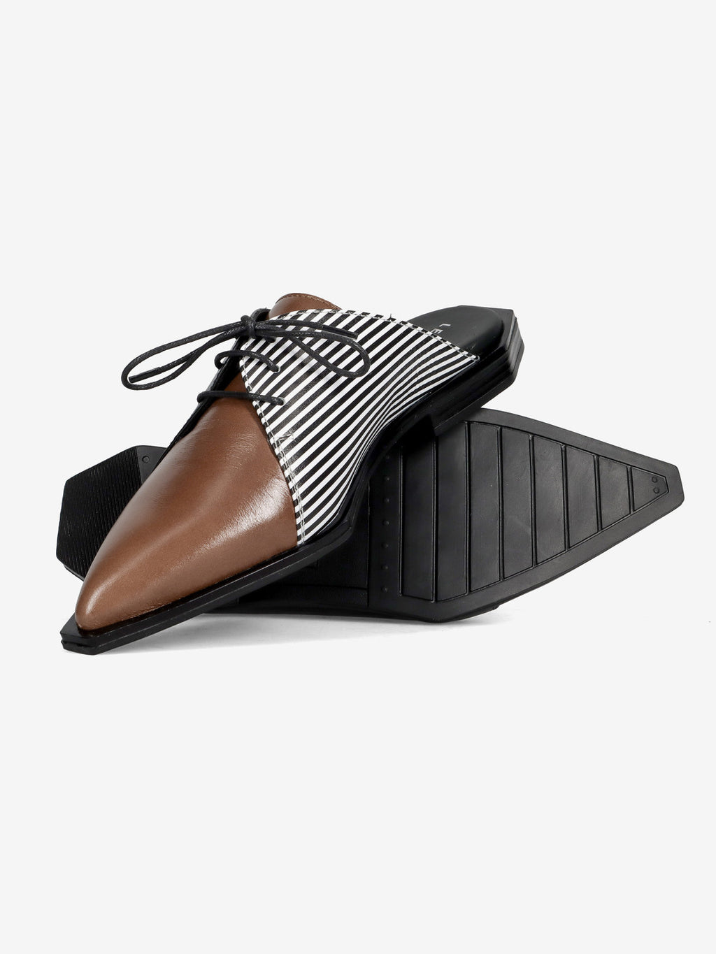 Ladies' Color-Block Pointed-Toe Lace-Up Mules