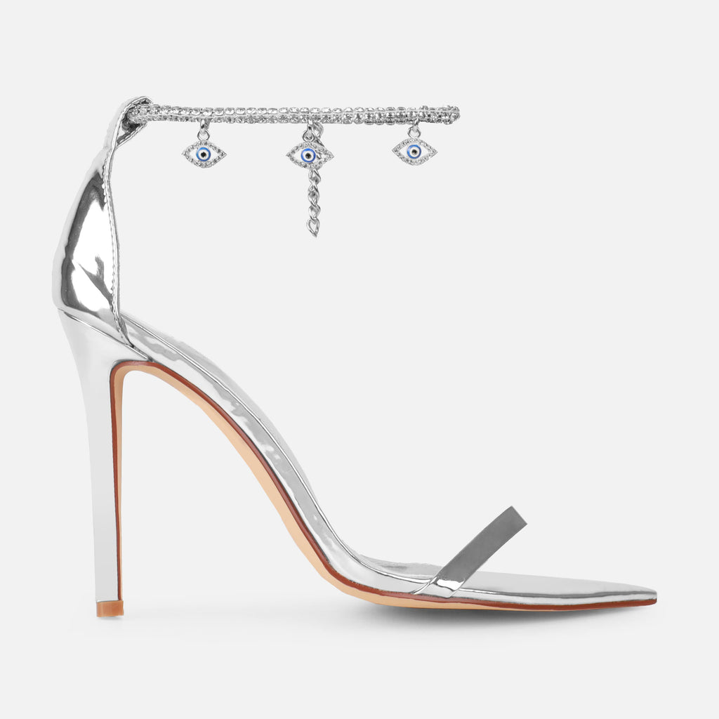 Ladies' Evil Eye Charm Crystal Ankle Strap Heels