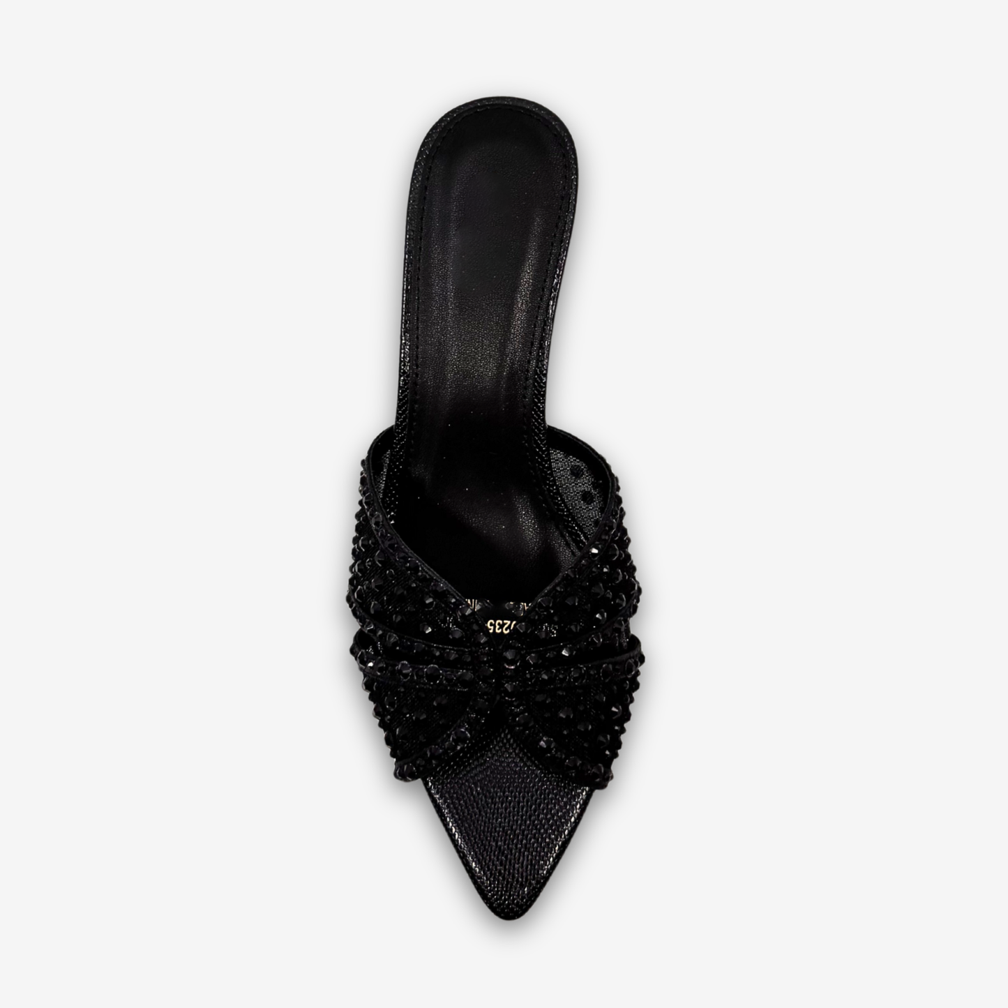 Ladies' Rhinestone Embellished Cross-Strap Mule Sandals