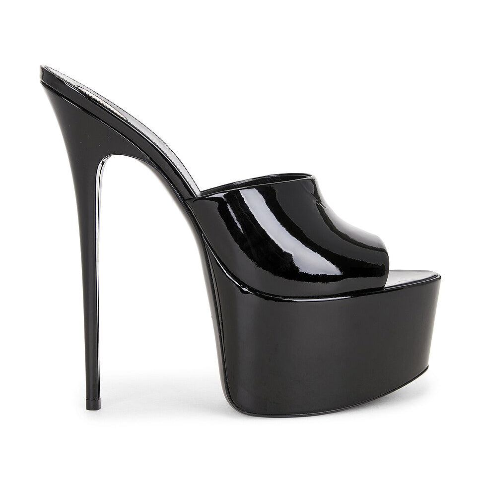 Ladies' Patent Leather Platform Stiletto Mules