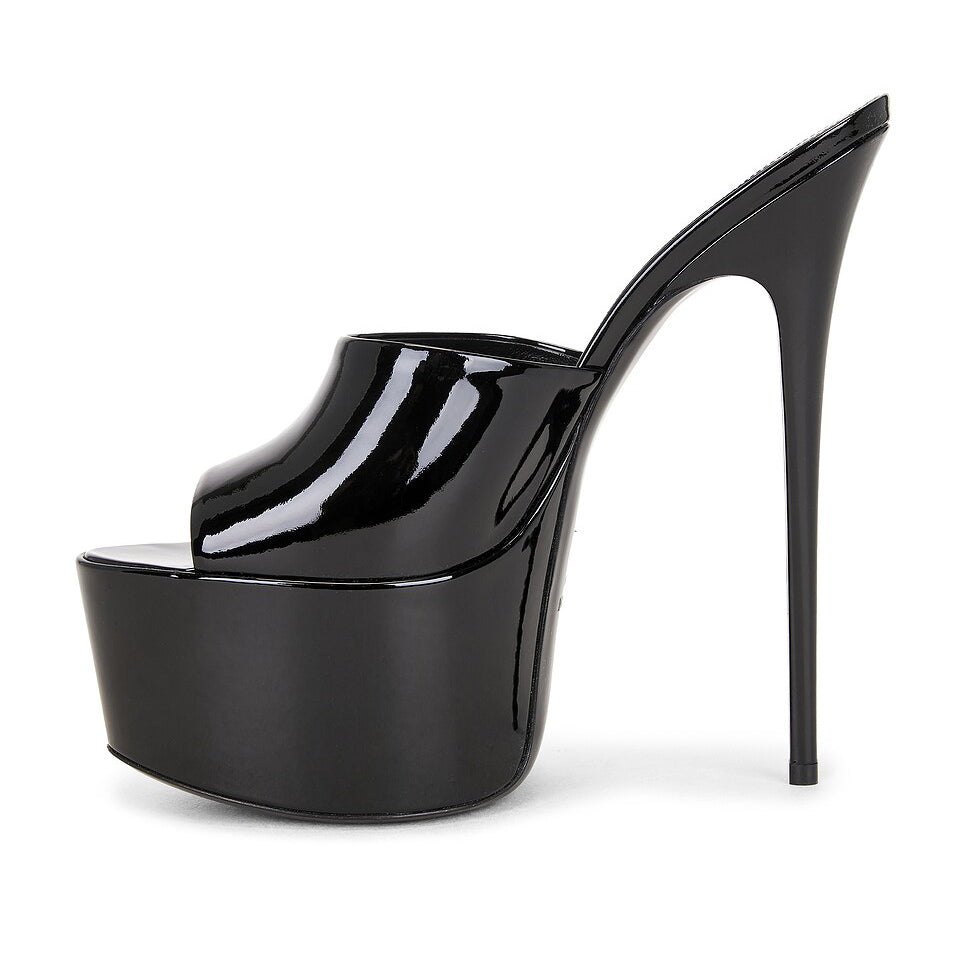 Ladies' Patent Leather Platform Stiletto Mules