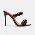 Ladies' Luxury Open-Toe Double Strap High Heel Slide Sandals