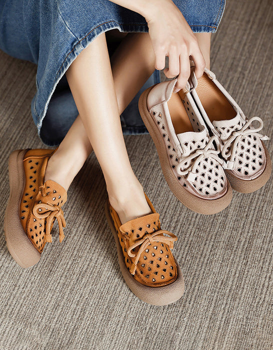 Ladies' Breathable Openwork Slip-On Casual Flats