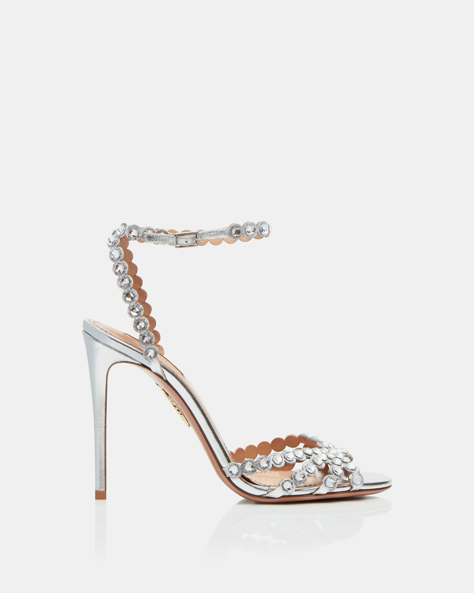 Women's Crystal-Embellished Ankle Strap Stiletto Sandals
