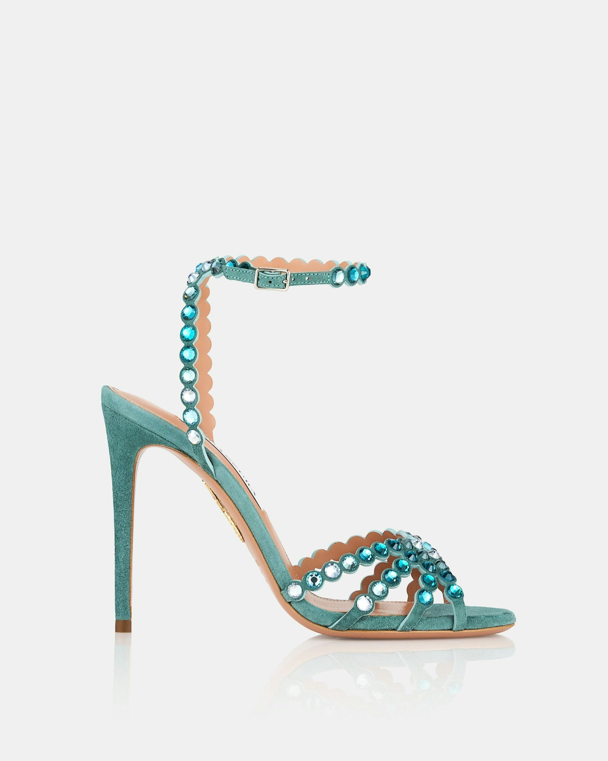Women's Crystal-Embellished Ankle Strap Stiletto Sandals