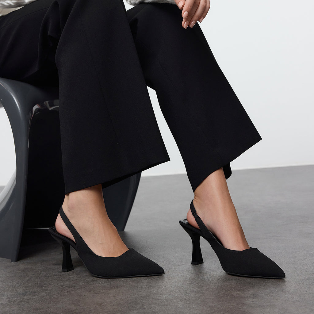 Ladies' Slingback Pointed-Toe Sculptural Heel Pumps