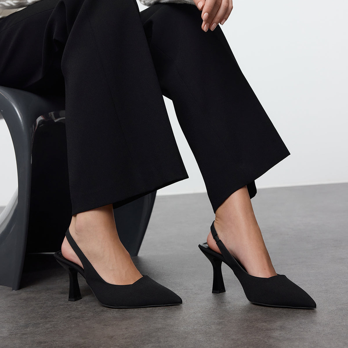 Ladies' Slingback Pointed-Toe Sculptural Heel Pumps