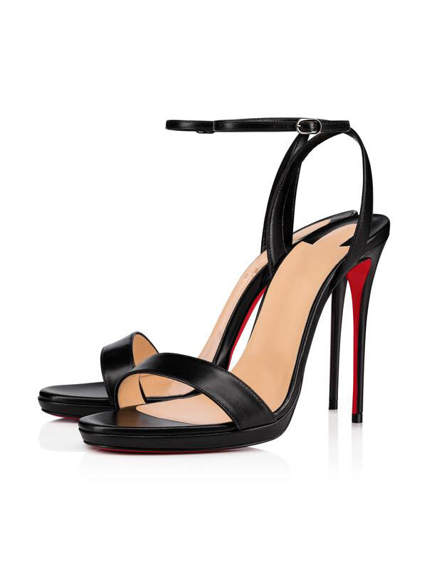 Red Sole Ankle Strap Stiletto Sandals