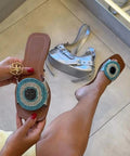 Ladies' Evil Eye Beaded Slide Sandals