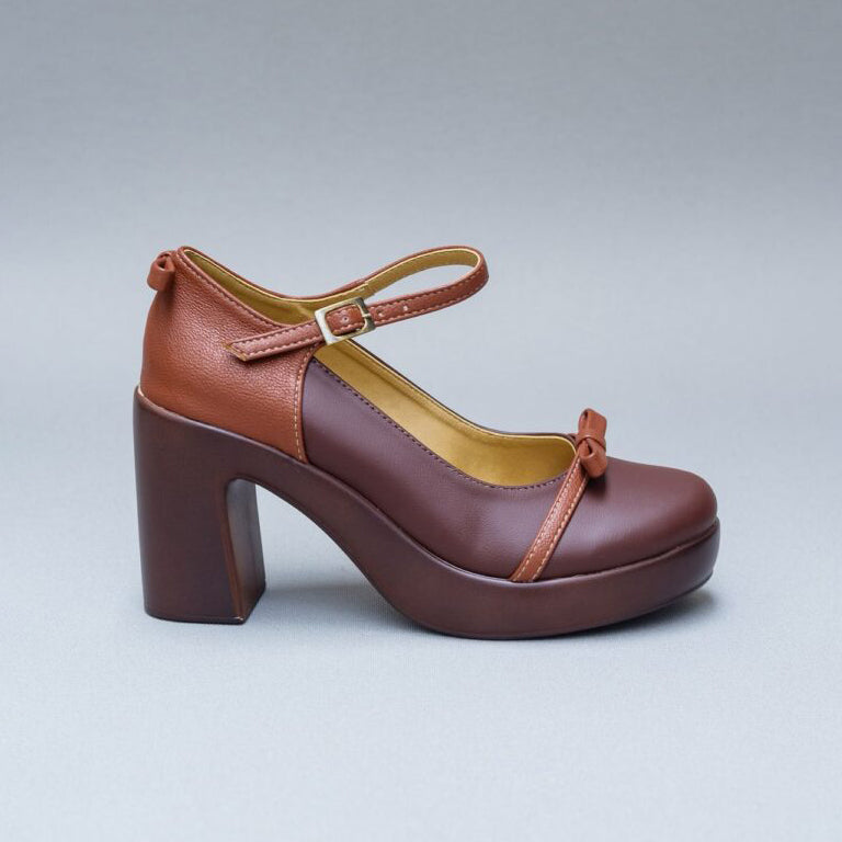 Women's Retro Two-Tone Mary Jane Platform Heels