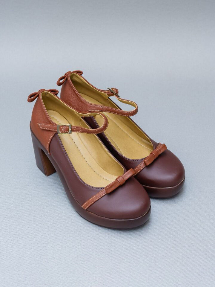 Women's Retro Two-Tone Mary Jane Platform Heels