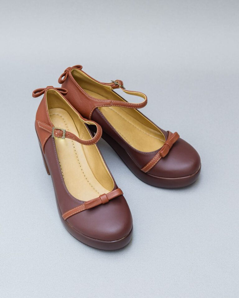 Women's Retro Two-Tone Mary Jane Platform Heels