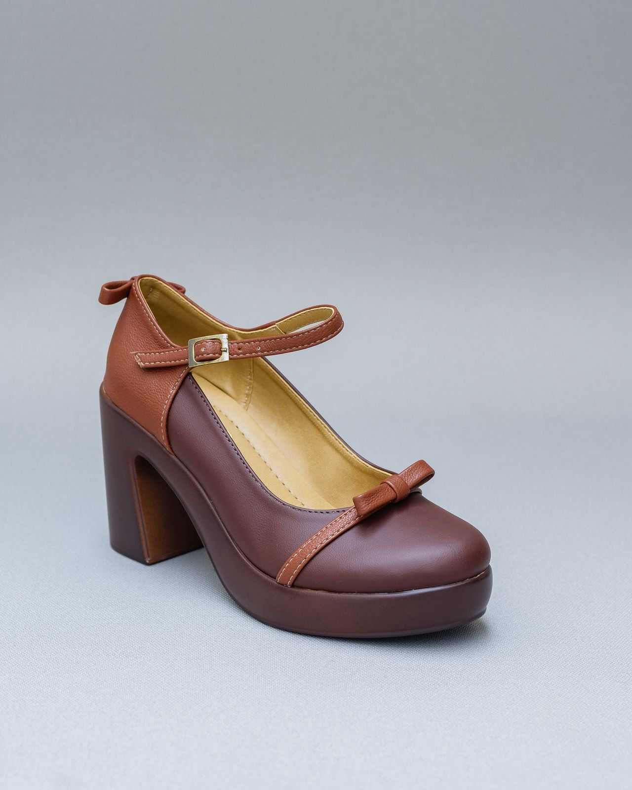 Women's Retro Two-Tone Mary Jane Platform Heels