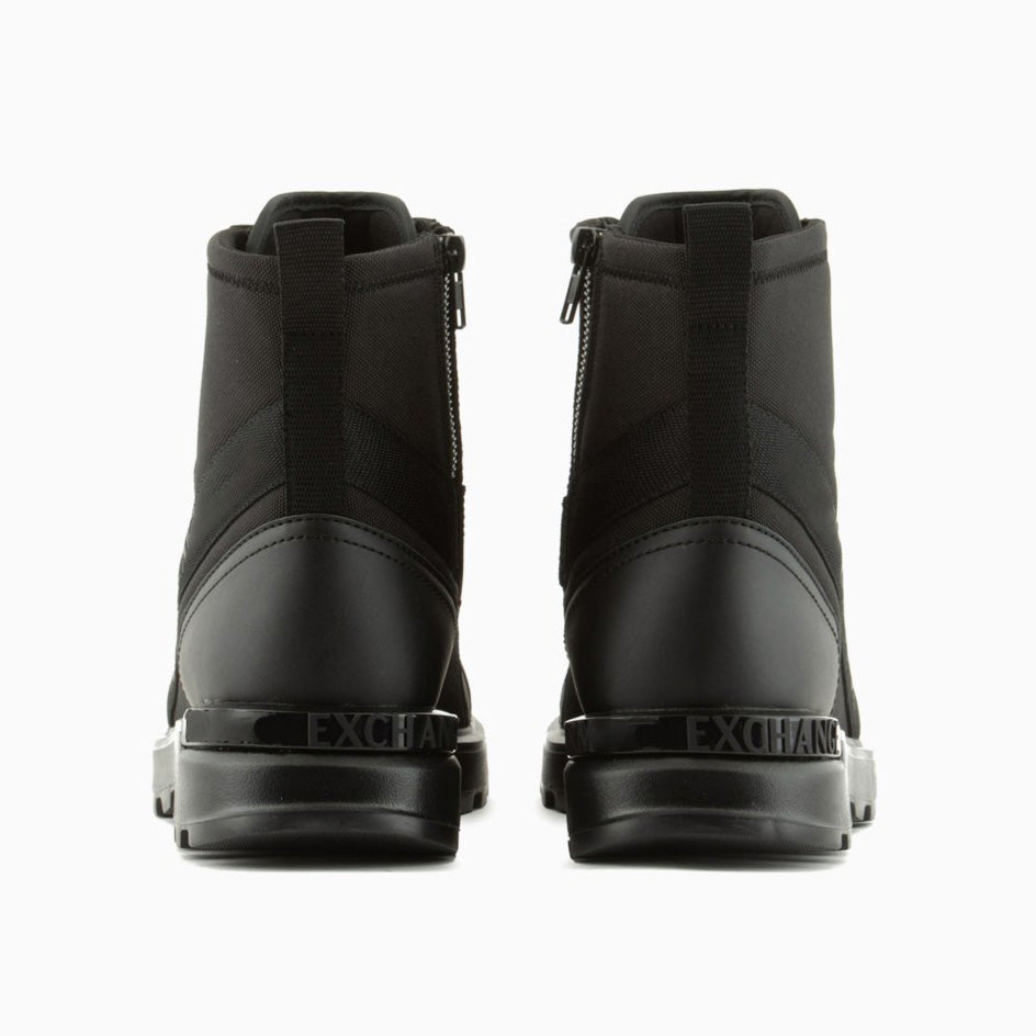 Black Tactical Canvas & Leather Combat Boots