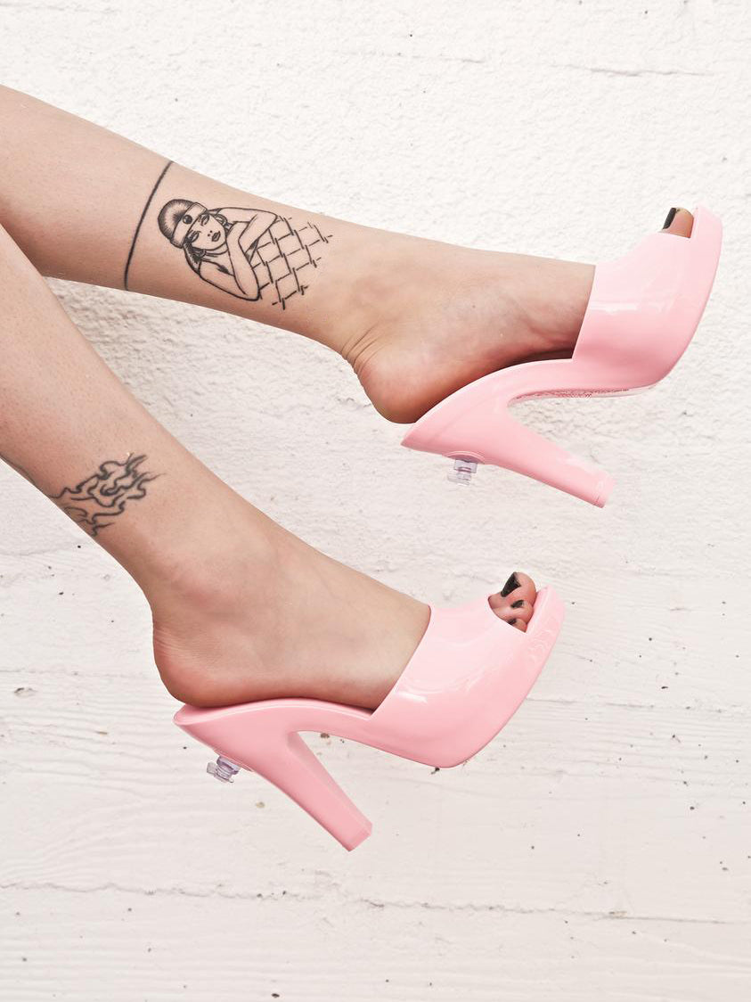 Women's Y2K Barbie Pink Platform Heel Mules